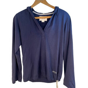 Navy Blue Nautica Shirt Jacket with Hood Size M Preppy Costal Nautical Pull Over